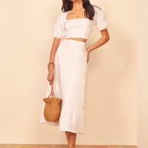 Reformation White Yucca Linen Two Piece Set Size 10 NWT